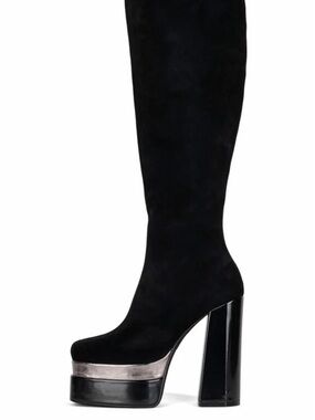 Jeffrey Campbell | Suede Platform Boots with Metallic Toe Trim